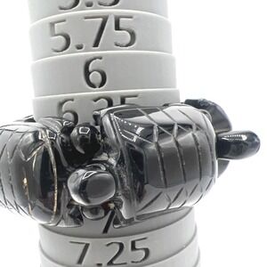 Vintage Turtle Sretch‎ Bracelet Black 5 Link Glass Resin Composite Damaged READ